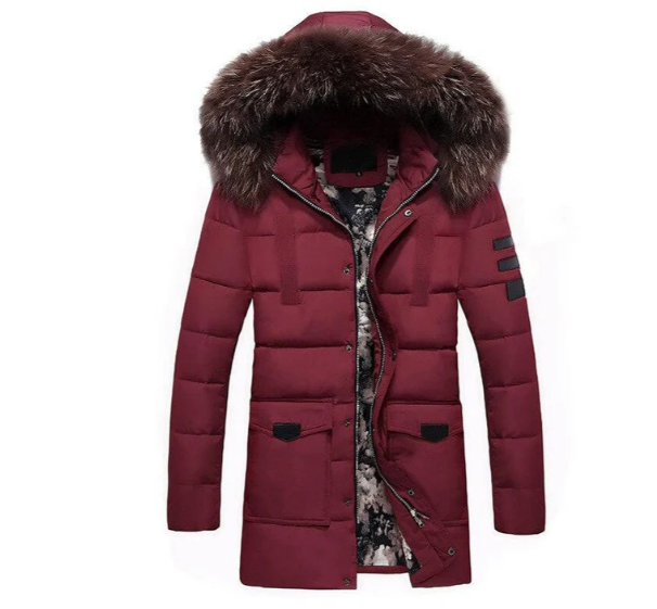 Mens Transitional Jacket with Fur Trim Classic Fit