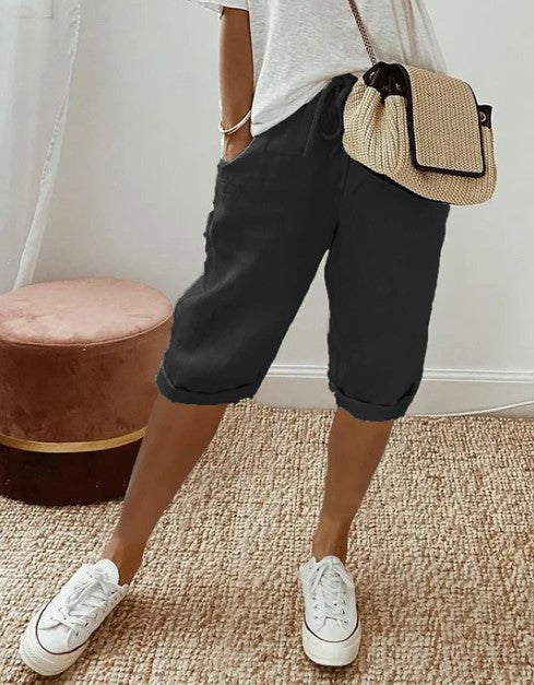 Womens Casual Shorts Soft Fabric Elastic Waist - BritishMode
