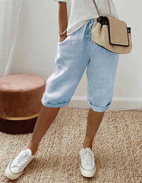 Womens Casual Shorts Soft Fabric Elastic Waist