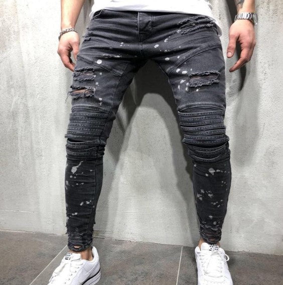 Mens Distressed Denim Jeans Relaxed Fit - BritishMode