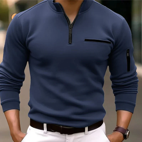 Mens Polo Shirt Quarter-Zip Performance Fit - BritishMode