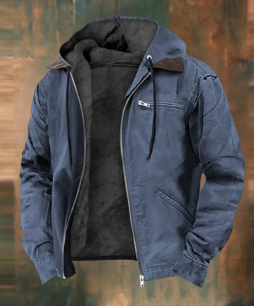 Mens Hooded Jacket Fleece-Lined Zip-Up Durable