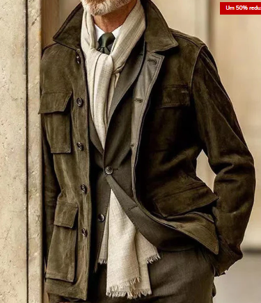 Mens Suede Jacket Classic Button-Up Style - BritishMode