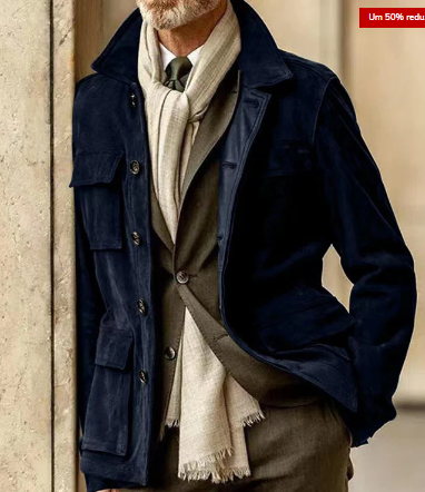 Mens Suede Jacket Classic Button-Up Style
