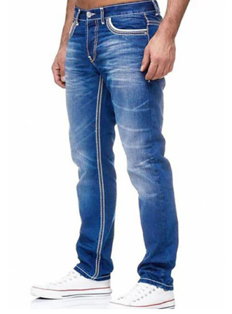 Mens Straight Leg Jeans Denim Classic Fit - BritishMode