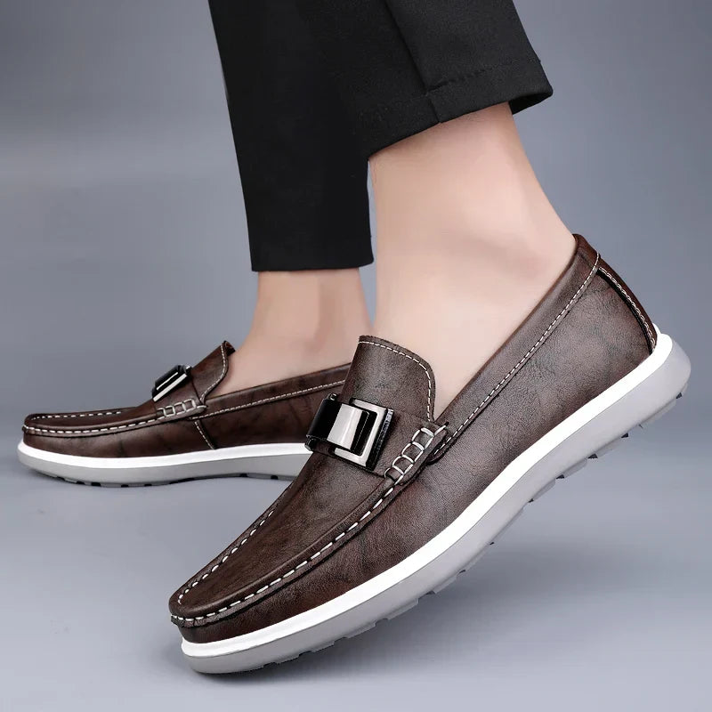 Mens Loafers Genuine Leather Slip-On