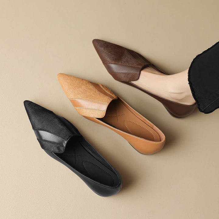 Womens Flats Genuine Leather Slip-On Style