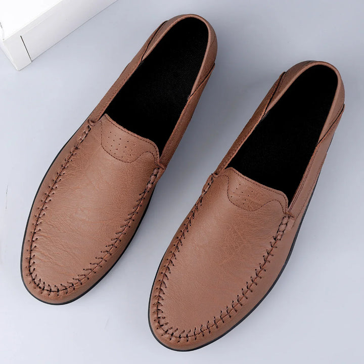 Mens Leather Loafers Slip-On Classic Fit