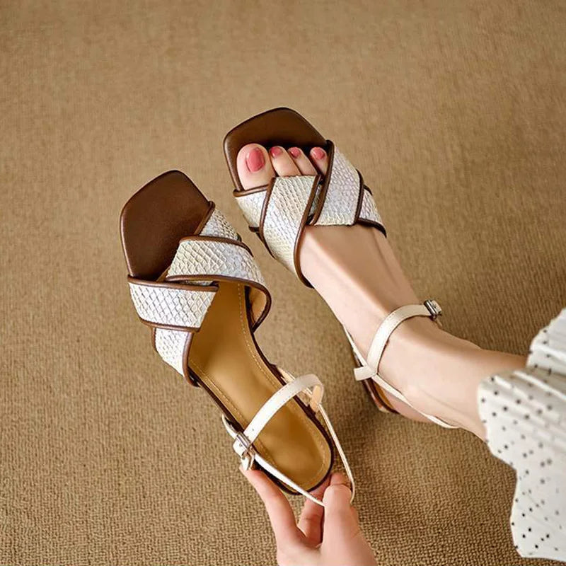 Womens Leather Sandals Comfortable Flat Fit