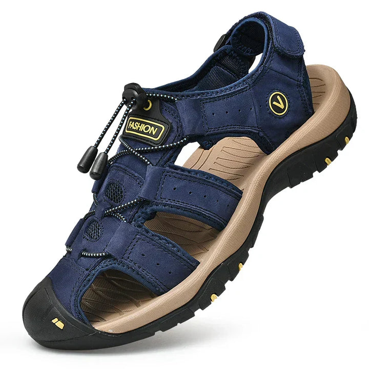 Mens Outdoor Hiking Sandals Closed-Toe Adjustable Strap