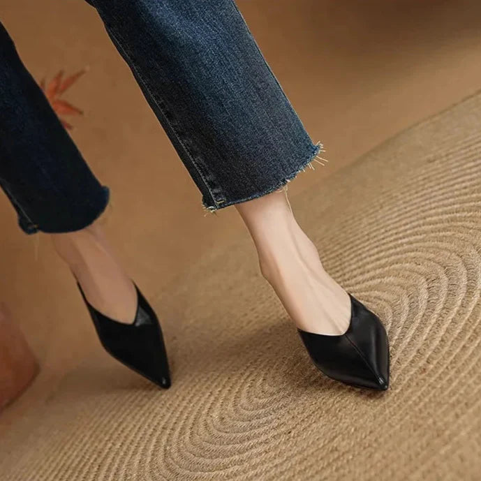 Womens Leather Mules Slip-On Comfortable Fit