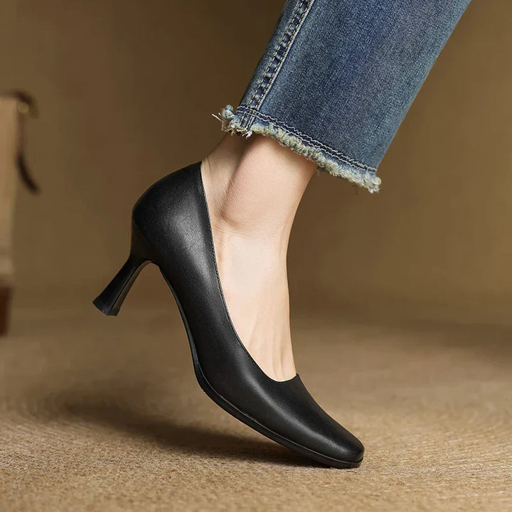 Womens Genuine Leather Heels Classic Fit