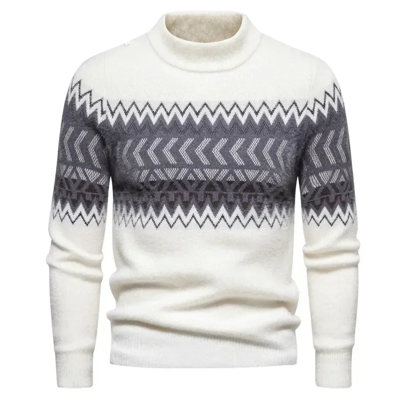 Mens Faux Fur Crew Neck Sweater