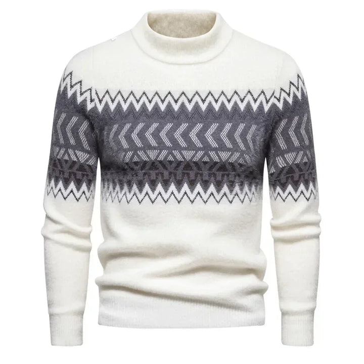 Mens Faux Fur Crew Neck Sweater