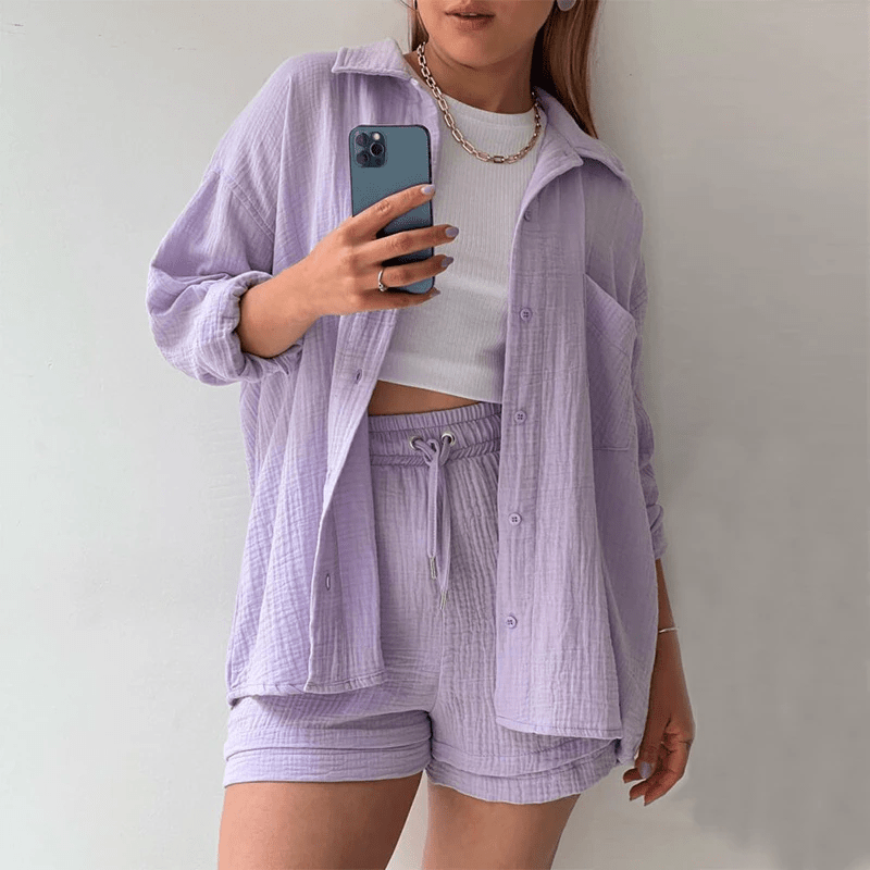 Womens Relaxed Fit Outfit Set Lightweight Spring Style