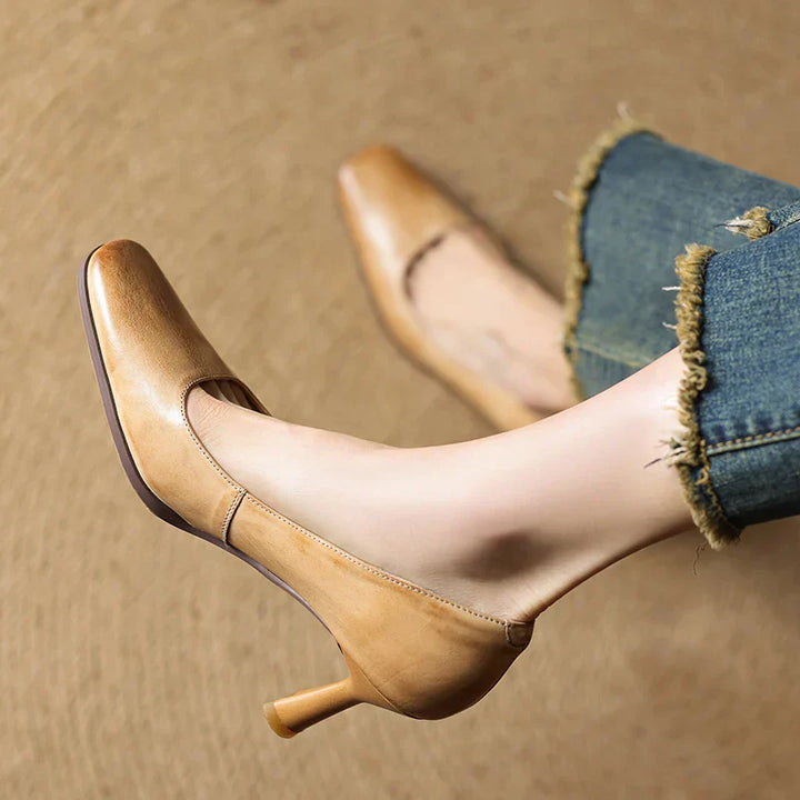Womens Genuine Leather Heels Classic Fit
