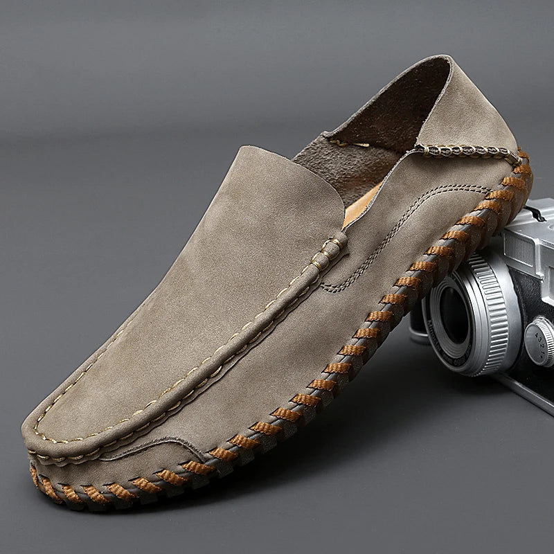 Mens Leather Loafers Handmade Slip-On Cushioned Comfort