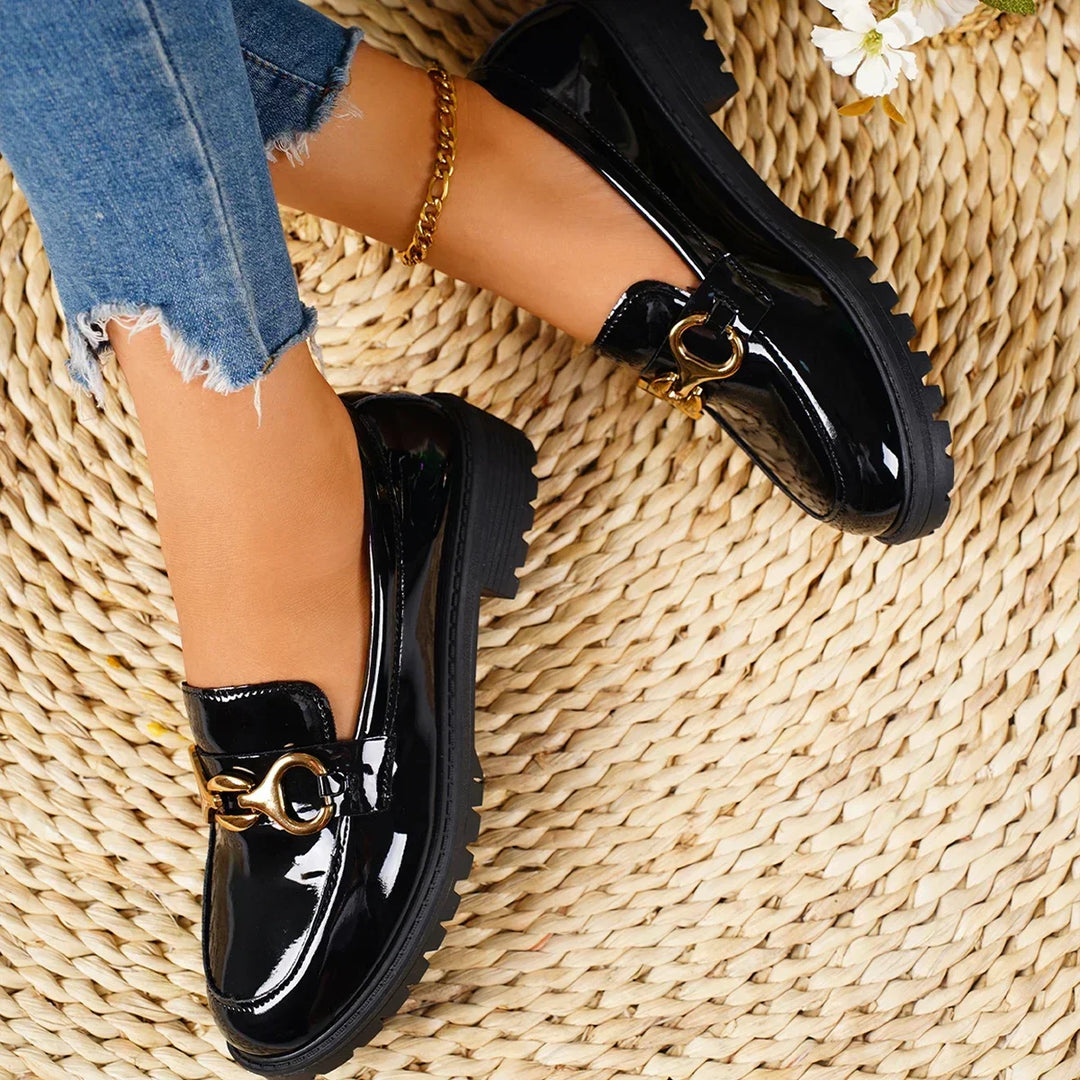 Womens Leather Loafers Slip-On Comfortable Fit