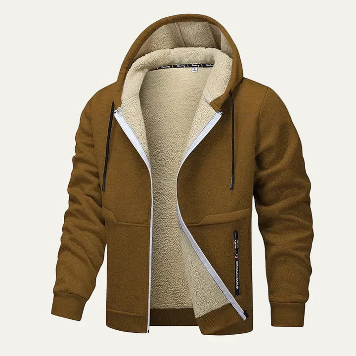 Mens Full Zip Hoodie with Plush Sherpa Lining