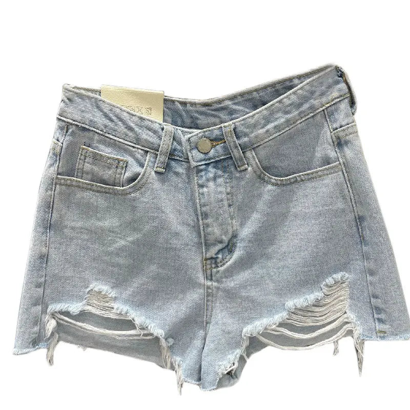 Womens Distressed Denim Shorts Comfortable Relaxed Fit