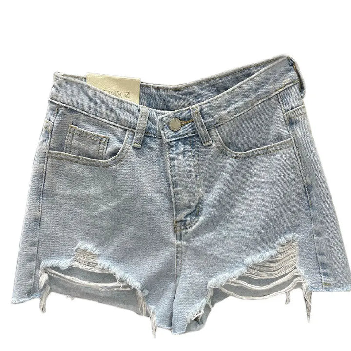 Womens Distressed Denim Shorts Comfortable Relaxed Fit