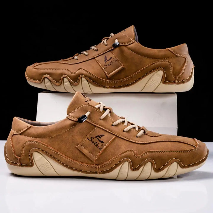 Mens Casual Lace-Up Shoes with Contrast Stitching Curved Sole