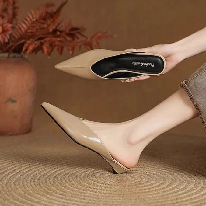 Womens Leather Mules Slip-On Comfortable Fit - BritishMode