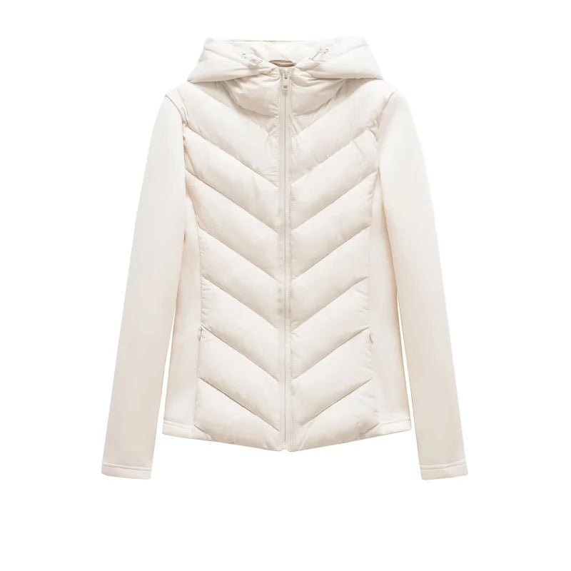 Womens Quilted Cotton Coat Hooded High Collar