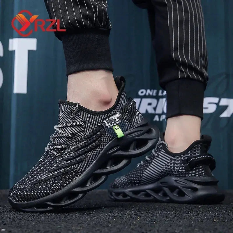 Mens Running Sneakers Breathable Mesh Shock Absorbing Sole