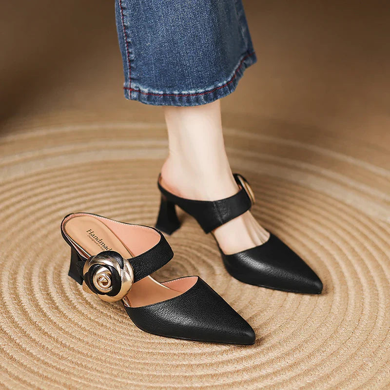 Womens Genuine Leather Heels Classic Fit