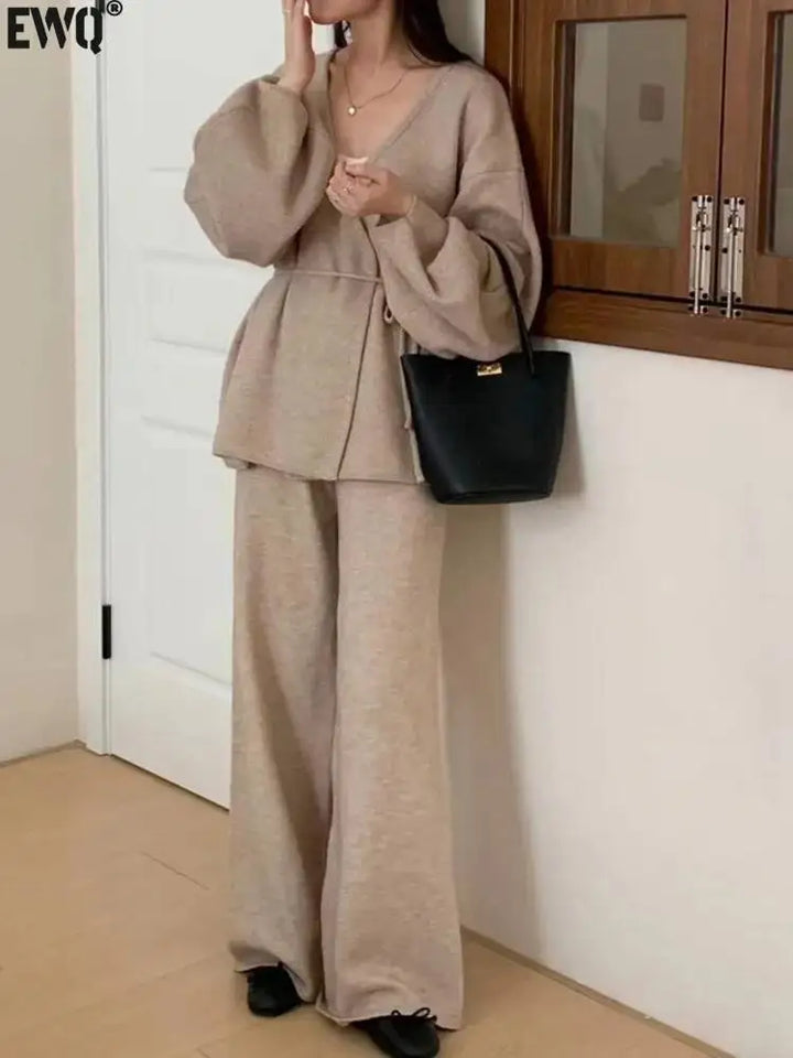 Womens Sweater and Trousers Set Cozy Fit - BritishMode