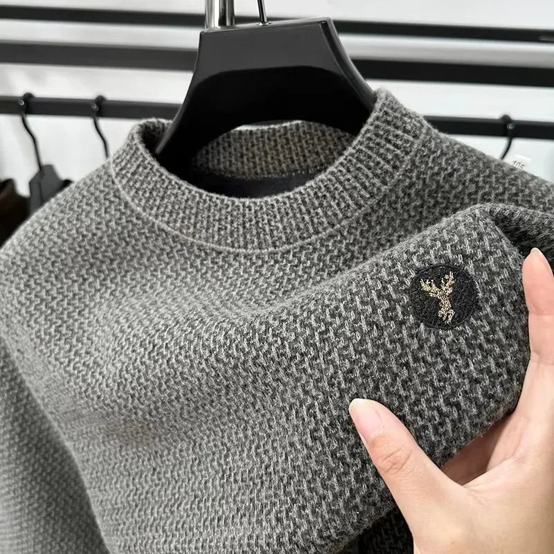 Mens Graphic Crew Neck Sweater Soft Fabric