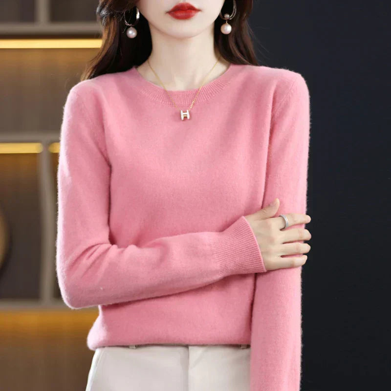Womens Merino Wool Crew Neck Soft Sweater