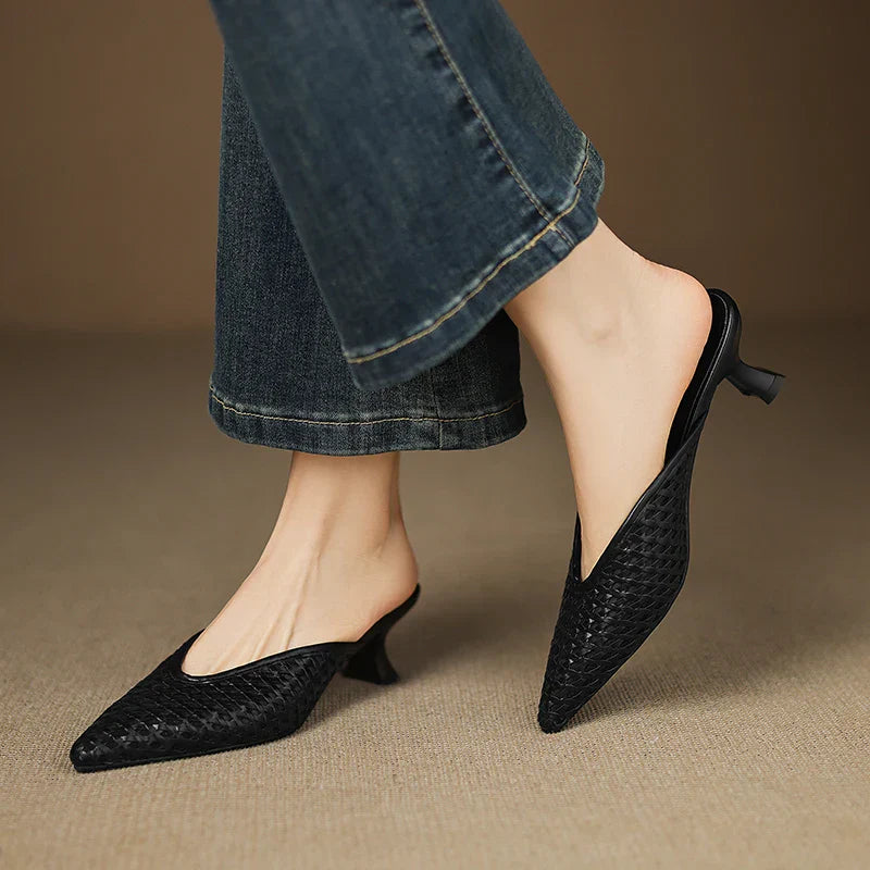 Womens Genuine Leather Mules Slip-On Style