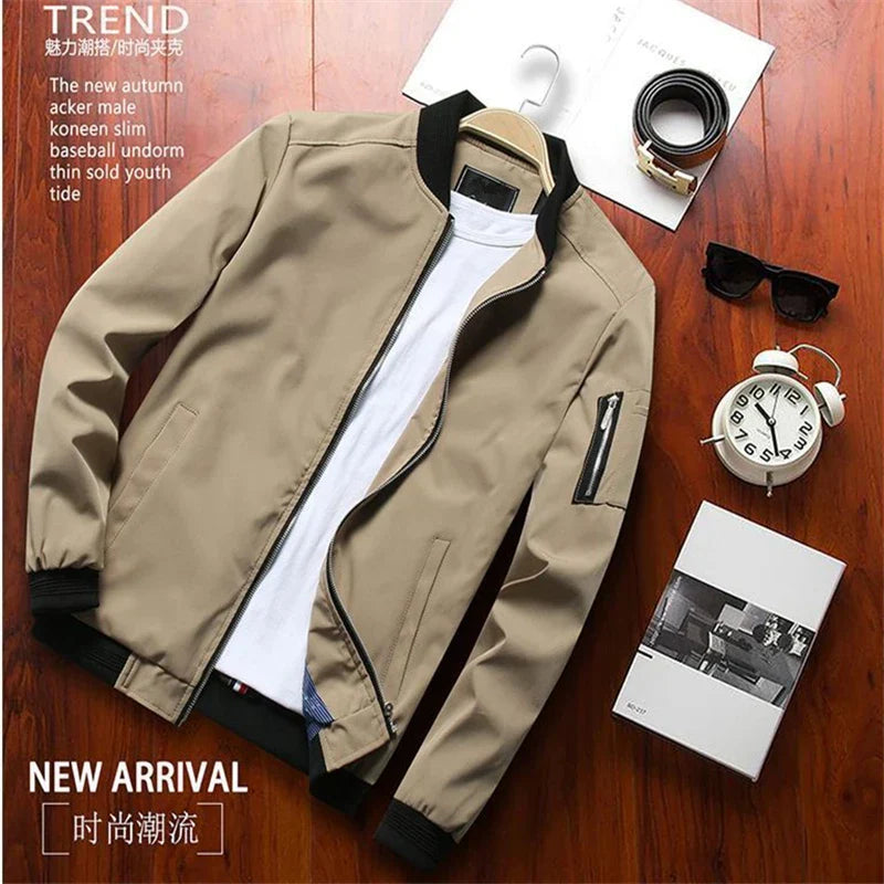 Mens Bomber Jacket Slim Fit Casual