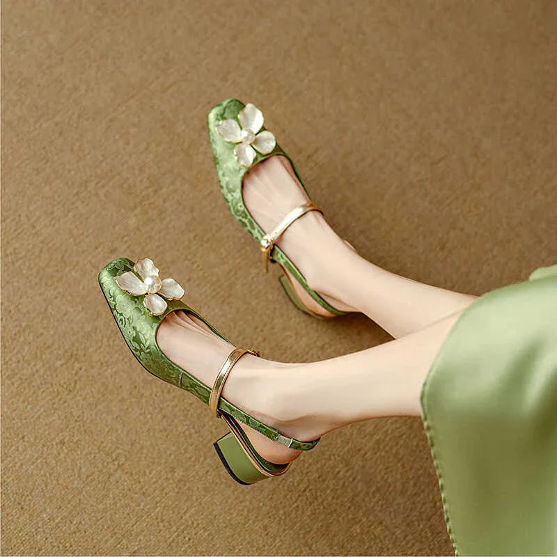 Womens Slingback Pumps Leather Pointed Toe