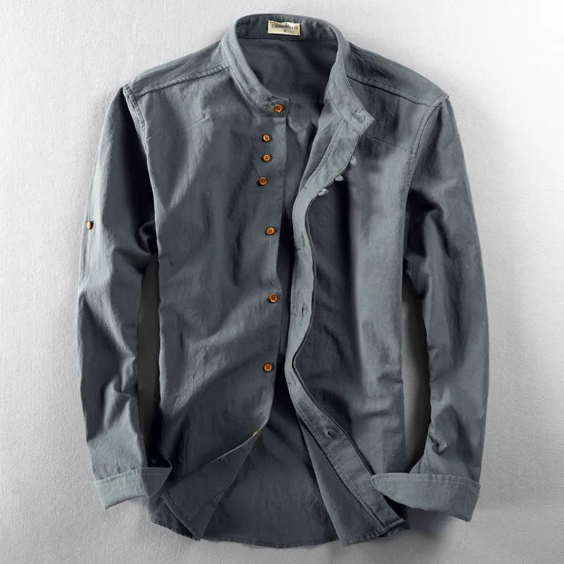 Mens Casual Shirt Linen Blend Regular Fit