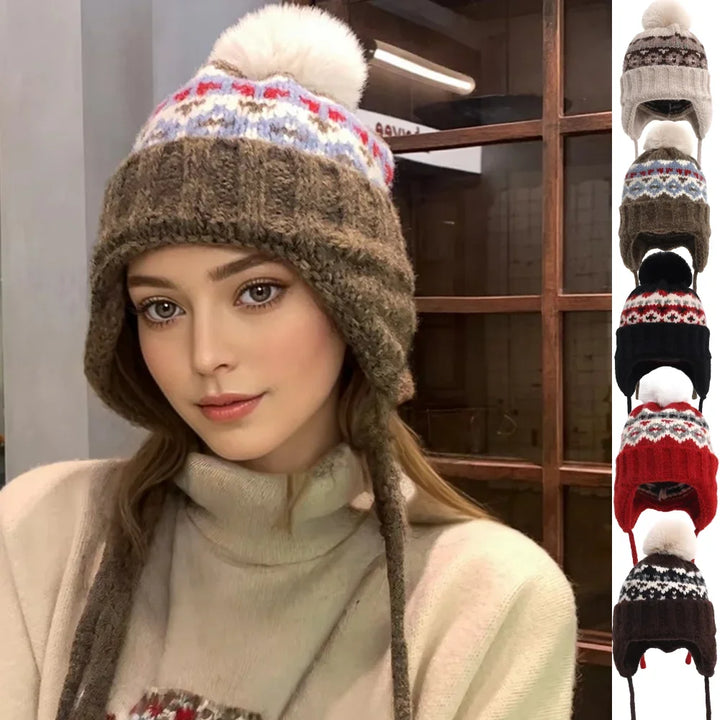 Womens Knit Hat with Pom Pom Warm Fit - BritishMode
