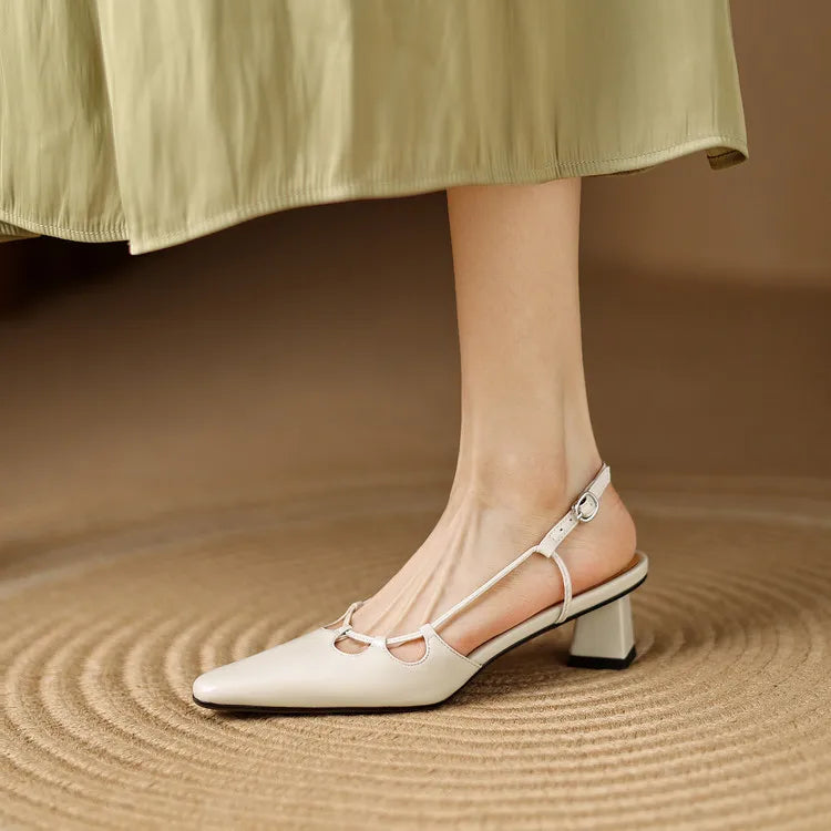 Womens Genuine Leather Slingback Shoes