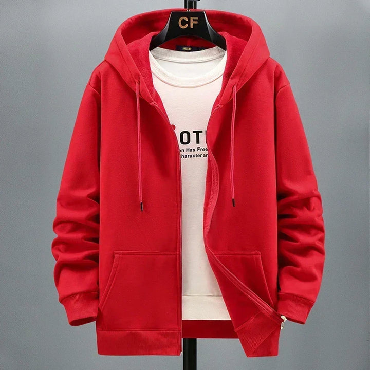 Mens Hooded Sweatshirt Zip-Up Relaxed Fit - BritishMode