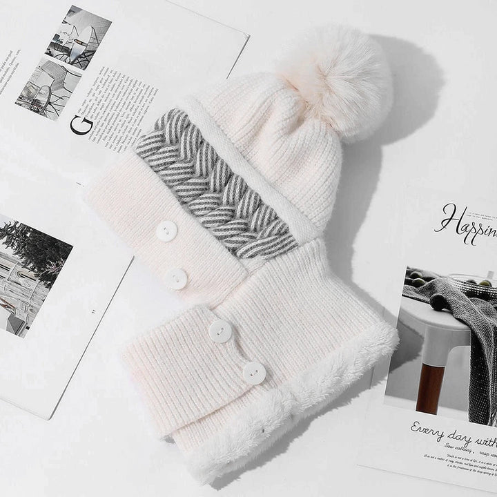 Unisex Beanie Hat Soft Fuzzy Pom Pom