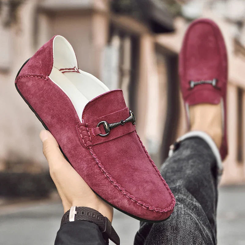 Mens Loafers Genuine Suede Slip-On