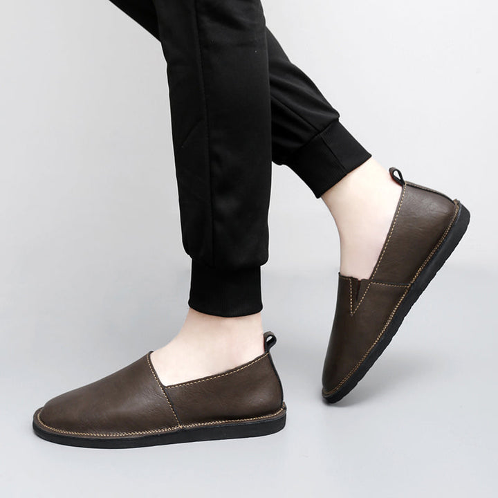 Mens Loafers Genuine Leather Slip-On