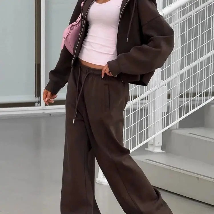 Womens Fleece Hooded Jacket and Leggings Set