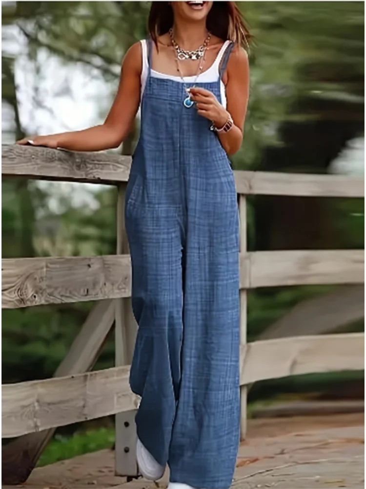 Womens Summer Romper Cotton Comfortable Relaxed Fit with Pockets - BritishMode