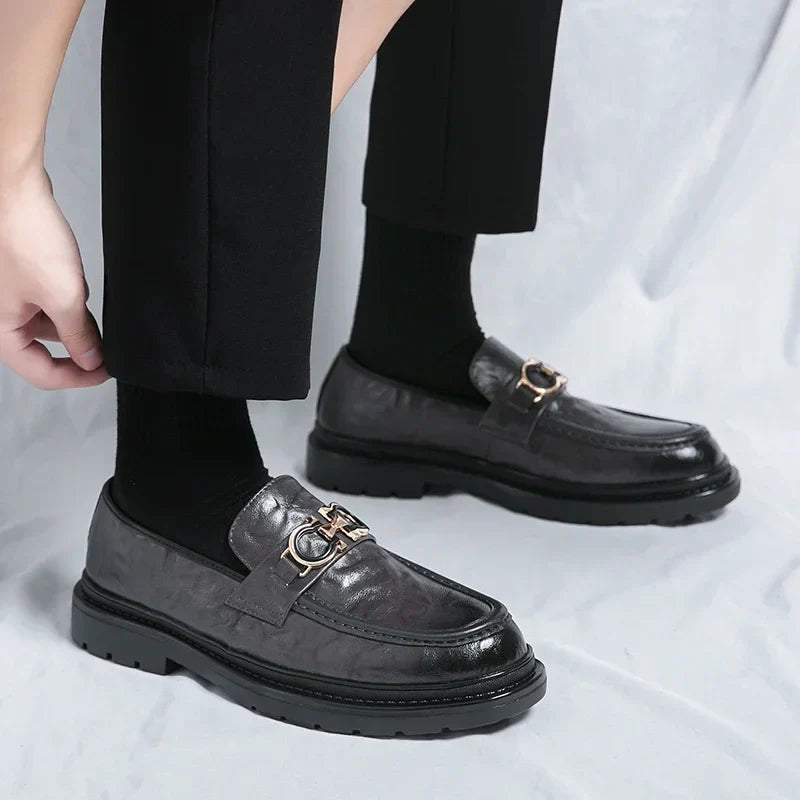 Mens Leather Loafers Slip-On Classic Fit