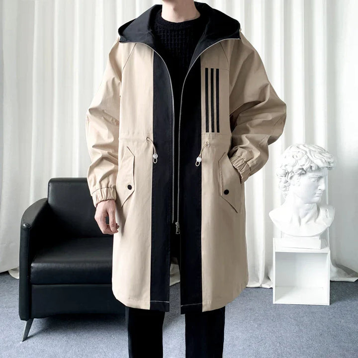 Mens Parka Coat with Bold Panel Design - BritishMode
