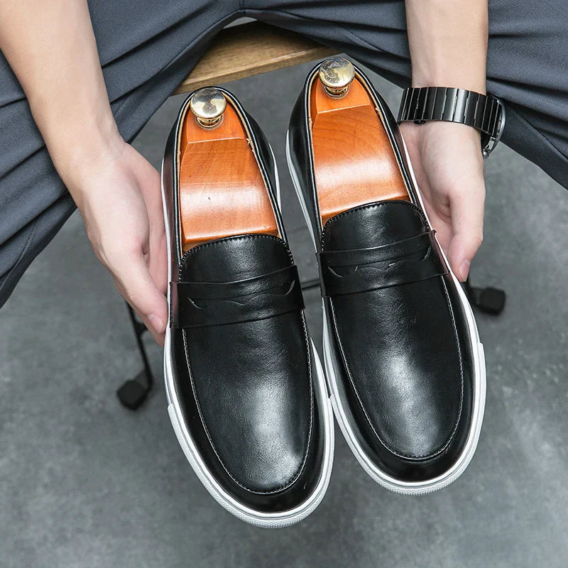 Mens Loafers Genuine Leather Slip-On - BritishMode