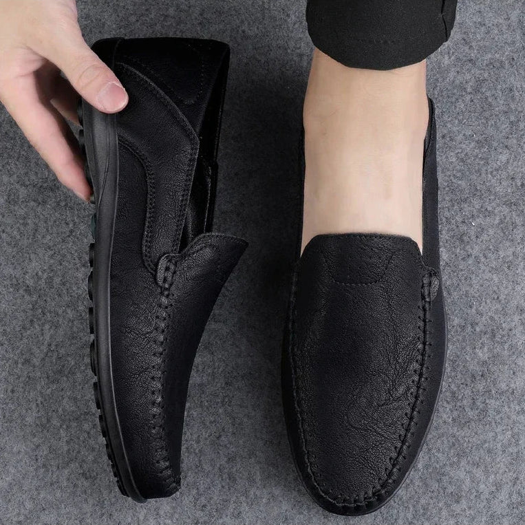 Mens Leather Loafers Slip-On Classic Fit