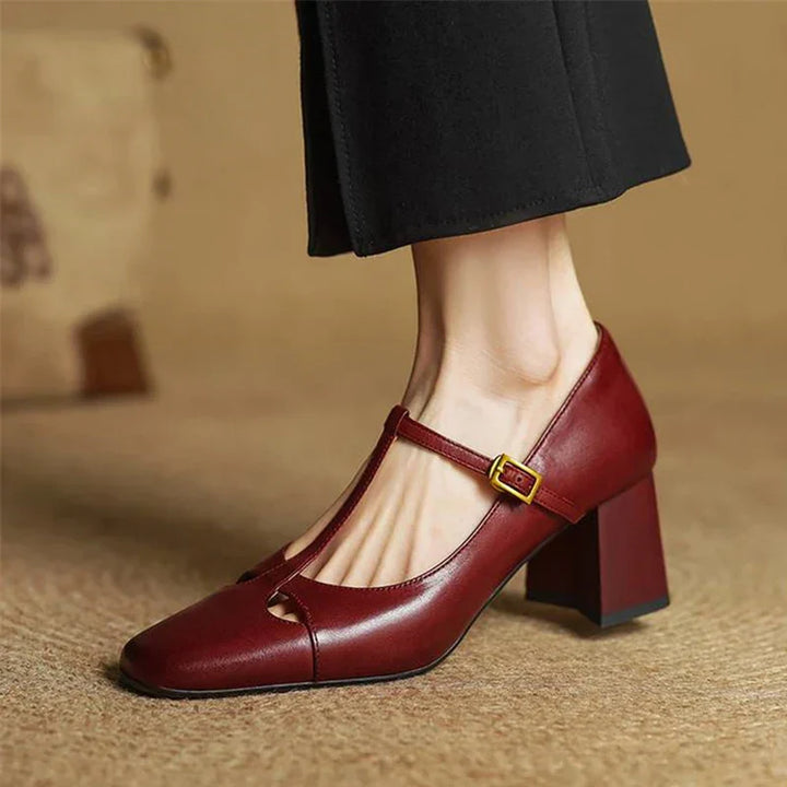 Womens Genuine Leather Heels Classic Fit